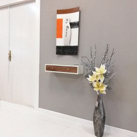 Repisa con cajones y Espejo Marco Beige 2