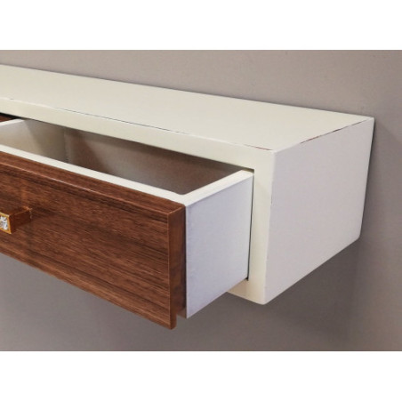 Repisa con cajones y Espejo Marco Beige