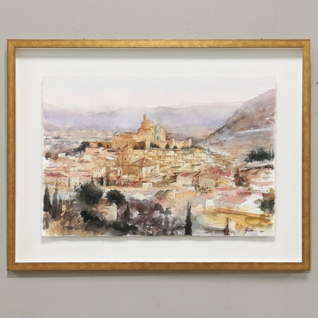 Cuadro con Acuarela Original Vista de Caravaca