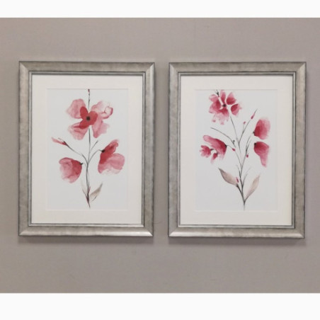 Set dos cuadros Flor marco plata