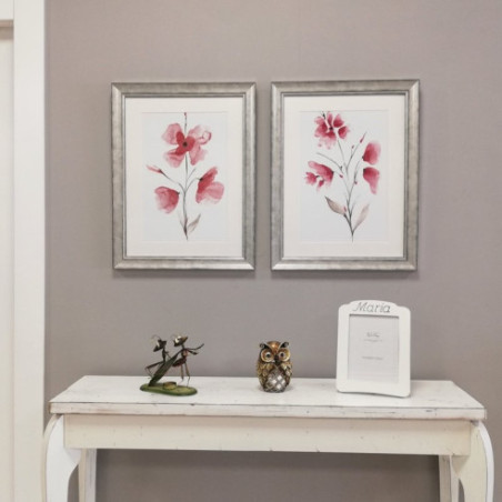 Set dos cuadros Flor marco plata