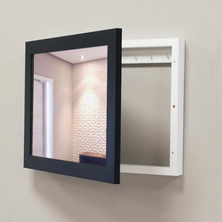 Cubrecontador negro y blanco espejo colgadores llaves