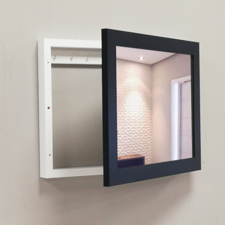 Cubrecontador negro y blanco espejo colgadores llaves