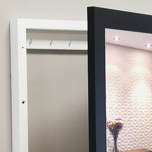 Cubrecontador negro y blanco espejo colgadores llaves