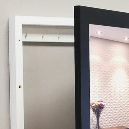 Cubrecontador negro y blanco espejo colgadores llaves