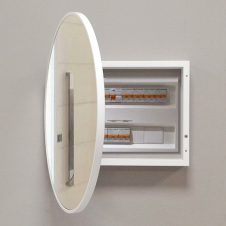 Cubre contador Espejo Circulo Blanco Lacado