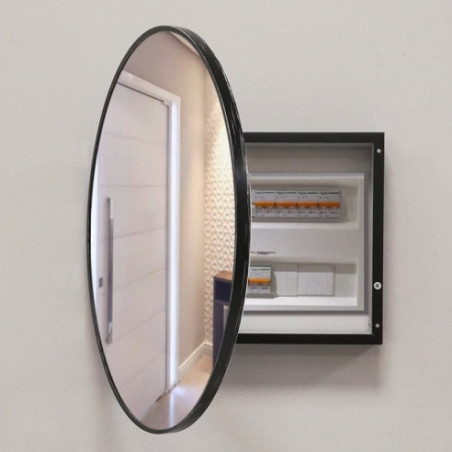 Cubre contador marco negro Espejo circulo