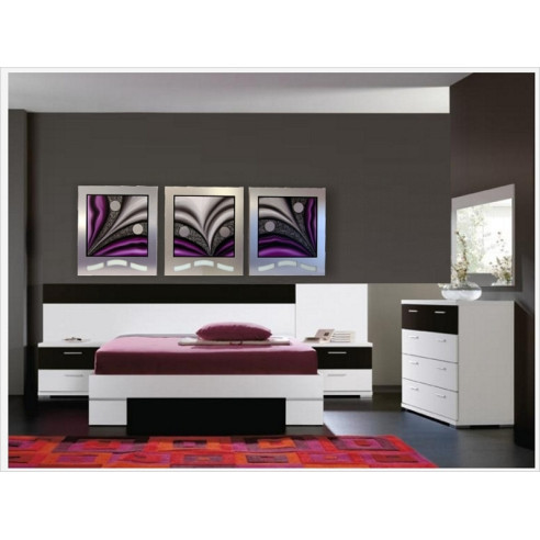 SET TRES CUADROS ALUMINO-OLEO.MORADO