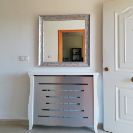 Cubre radiador blanco y plata