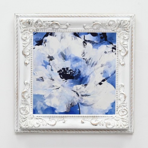 Cuadro flores y marco estilo Isabelino blanco...