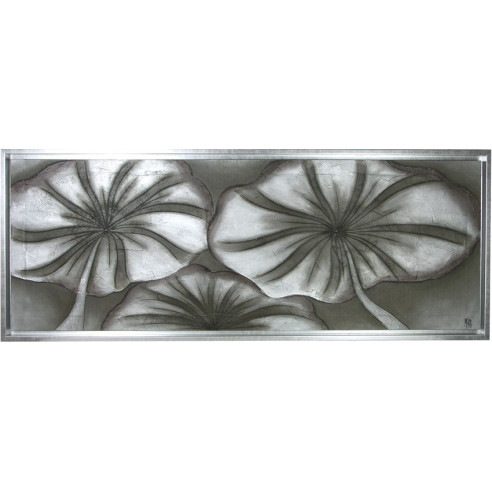 CUADRO FLORES PLATA Y MARCO PLATA