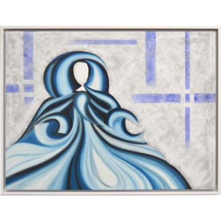 CUADRO MANIQUI AZUL Y MARCO BLANCO