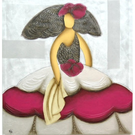 CUADRO MENINA FUCSIA PLATA