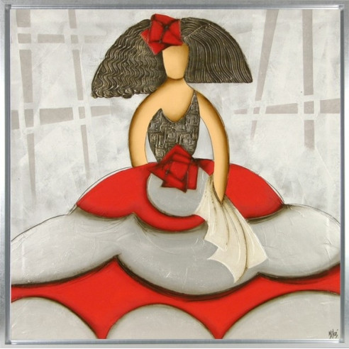 CUADRO MENINA ROJOY MARCO PLATA