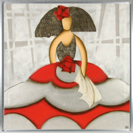 CUADRO MENINA ROJOY MARCO PLATA