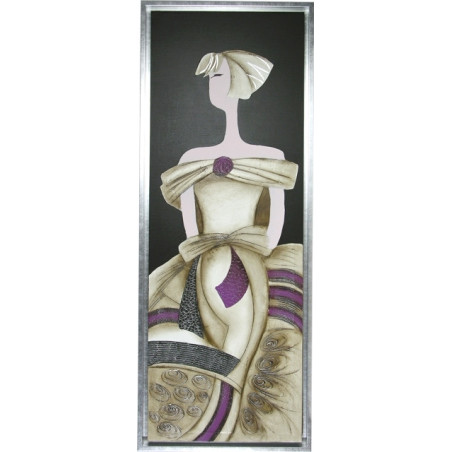 CUADRO DIVA CON MORADO Y MARCO PLATA