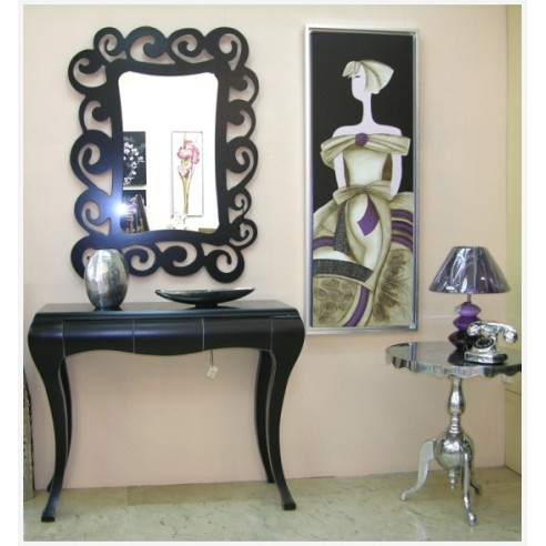 CUADRO DIVA CON MORADO Y MARCO PLATA