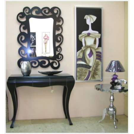 CUADRO DIVA CON MORADO Y MARCO PLATA