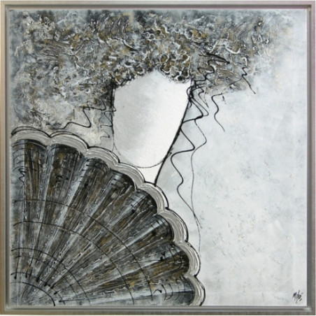 CUADRO ABANICO CON MARCO PLATA