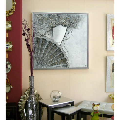 CUADRO ABANICO CON MARCO PLATA