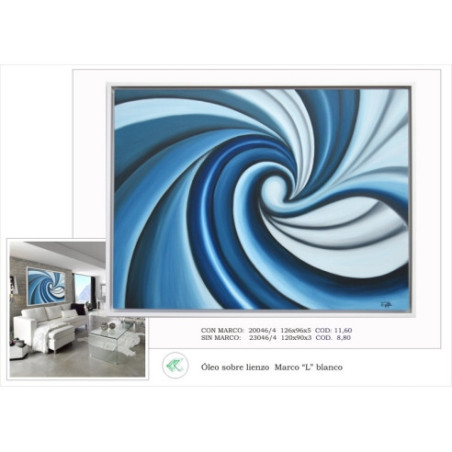 CUADRO ESPIRAL AZUL + MARCO BLANCO