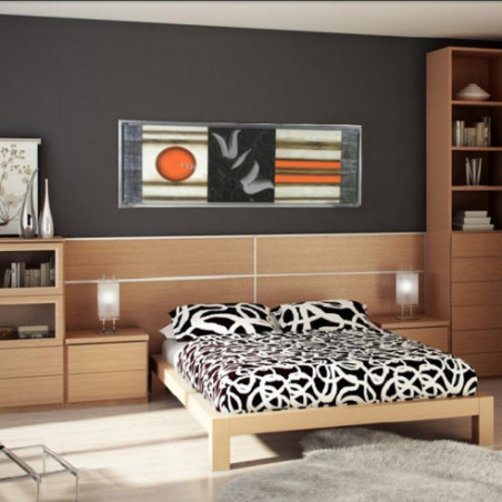 CUADRO ABSTRACTO NARANJA CON MARCO PLATA