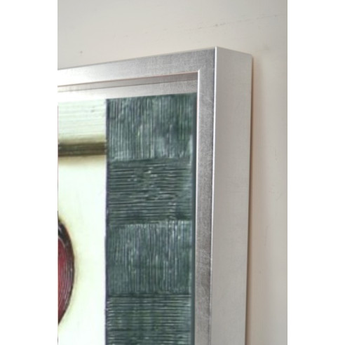 CUADRO ABSTRACTO NARANJA CON MARCO PLATA