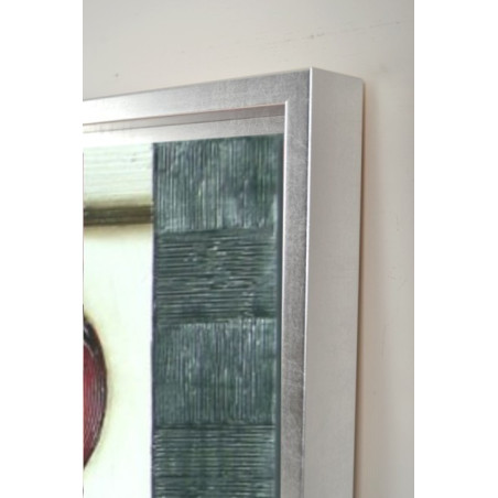 CUADRO ABSTRACTO NARANJA CON MARCO PLATA