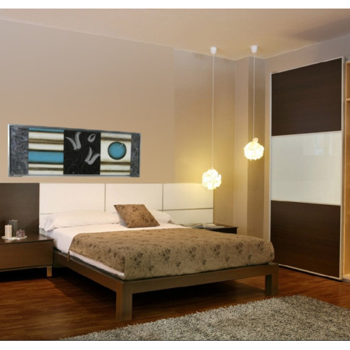 CUADRO ABSTRACTO TURQUESA CON MARCO PLATA