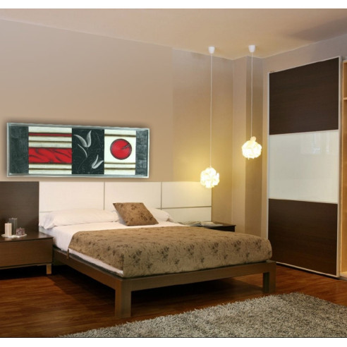 CUADRO ABSTRACTO ROJO CON MARCO PLATA