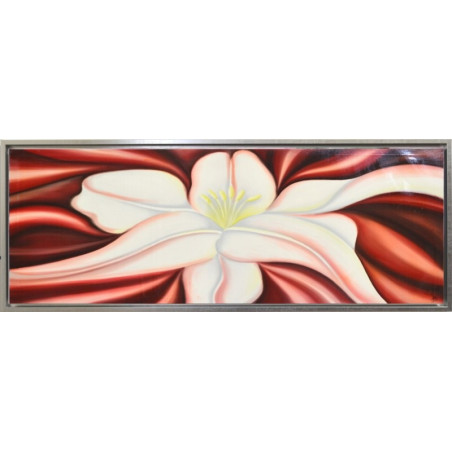 CUADRO LIRIO CON ROJO Y MARCO PLATA