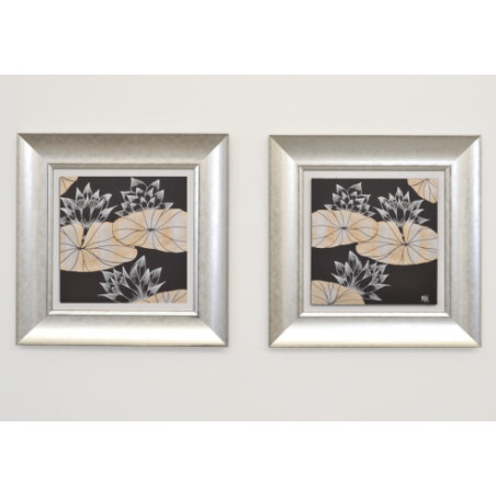 SET DOS CUADROS - OLEO Y MARCO PLATA