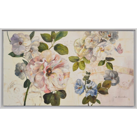 CUADRO FLORES CON MARCO BLANCO