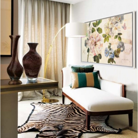 CUADRO FLORES CON MARCO BLANCO