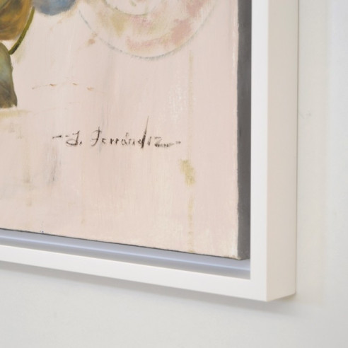 CUADRO FLORES CON MARCO BLANCO