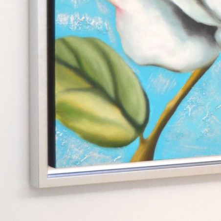 CUADRO JARDIN TURQUESA CON MARCO PLATA