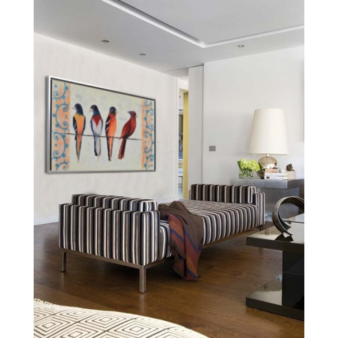 CUADRO CON PAJAROS MARCO PLATA