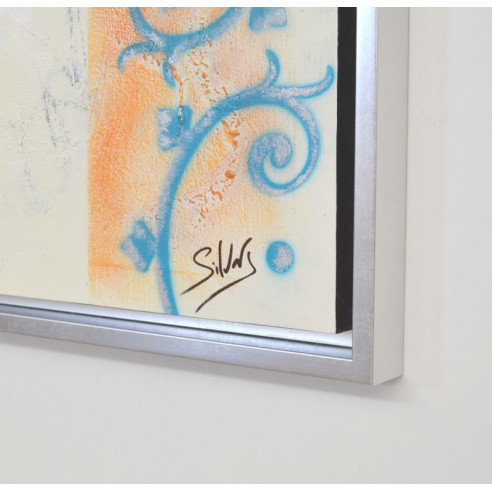 CUADRO CON PAJAROS MARCO PLATA