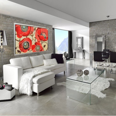 CUADRO AMAPOLAS CON MARCO PLATA