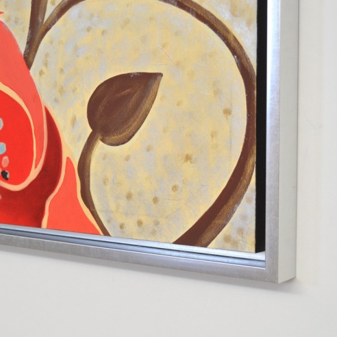 CUADRO AMAPOLAS CON MARCO PLATA