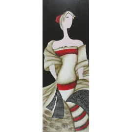 CUADRO MANIQUÍ BEIGE-ROJO