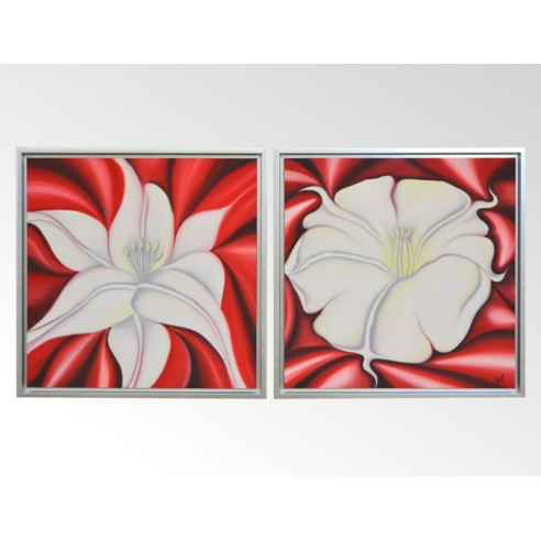 Set dos cuadros oleo + marco plata