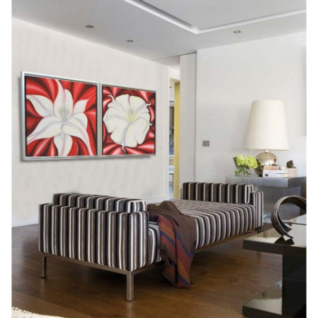 Set dos cuadros oleo + marco plata