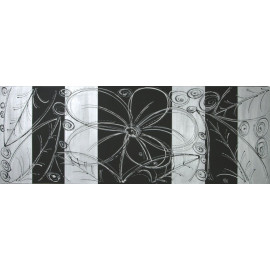 CUADRO FLORES PLATA Y NEGRO 