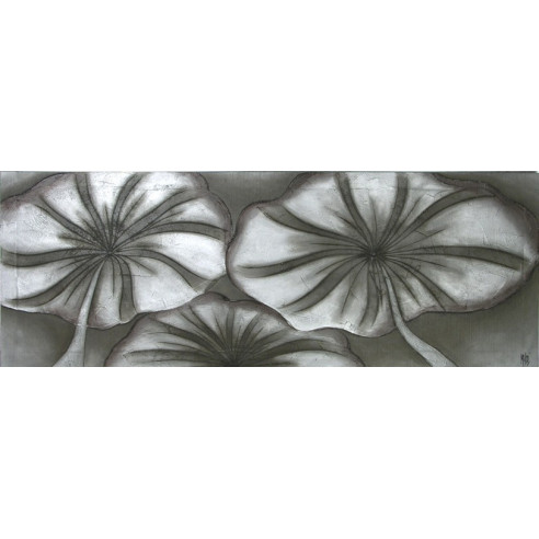 CUADRO FLORES  PLATA Y PÁTINA