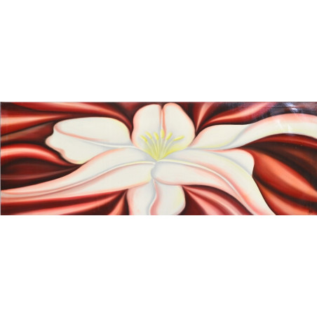 CUADRO LIRIUM BLANCO FONDO ROJO