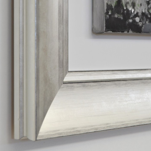 Set dos cuadros paisaje óleo marco plata