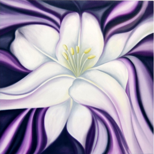 CUADRO LIRIUM FONDO MORADO