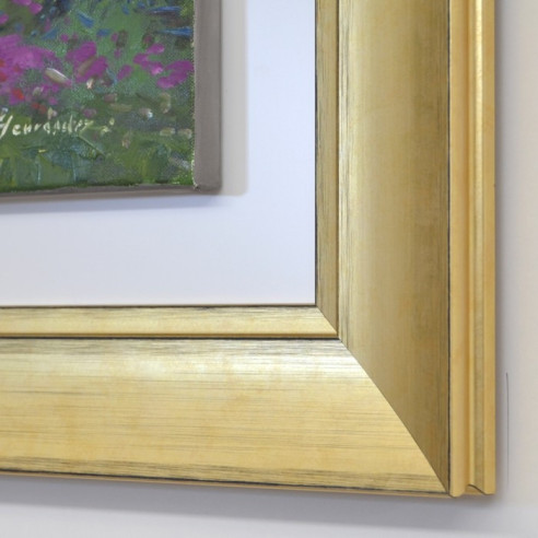 Set dos cuadros oleo paisaje marco oro