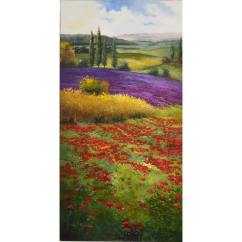 Cuadro con Paisaje de amapolas rojas